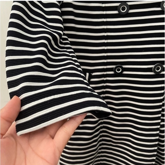 Cabi 5151 Maritime Navy Blue Stripe Knit Trench Jacket - Picture 9 of 11